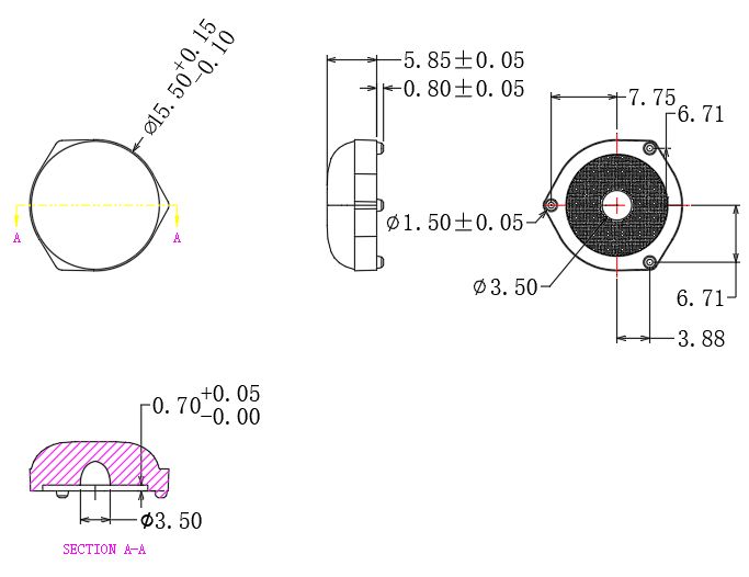 P15.5mm Size 175° Available 3030LEDs High Transmittance Interior Light Lens